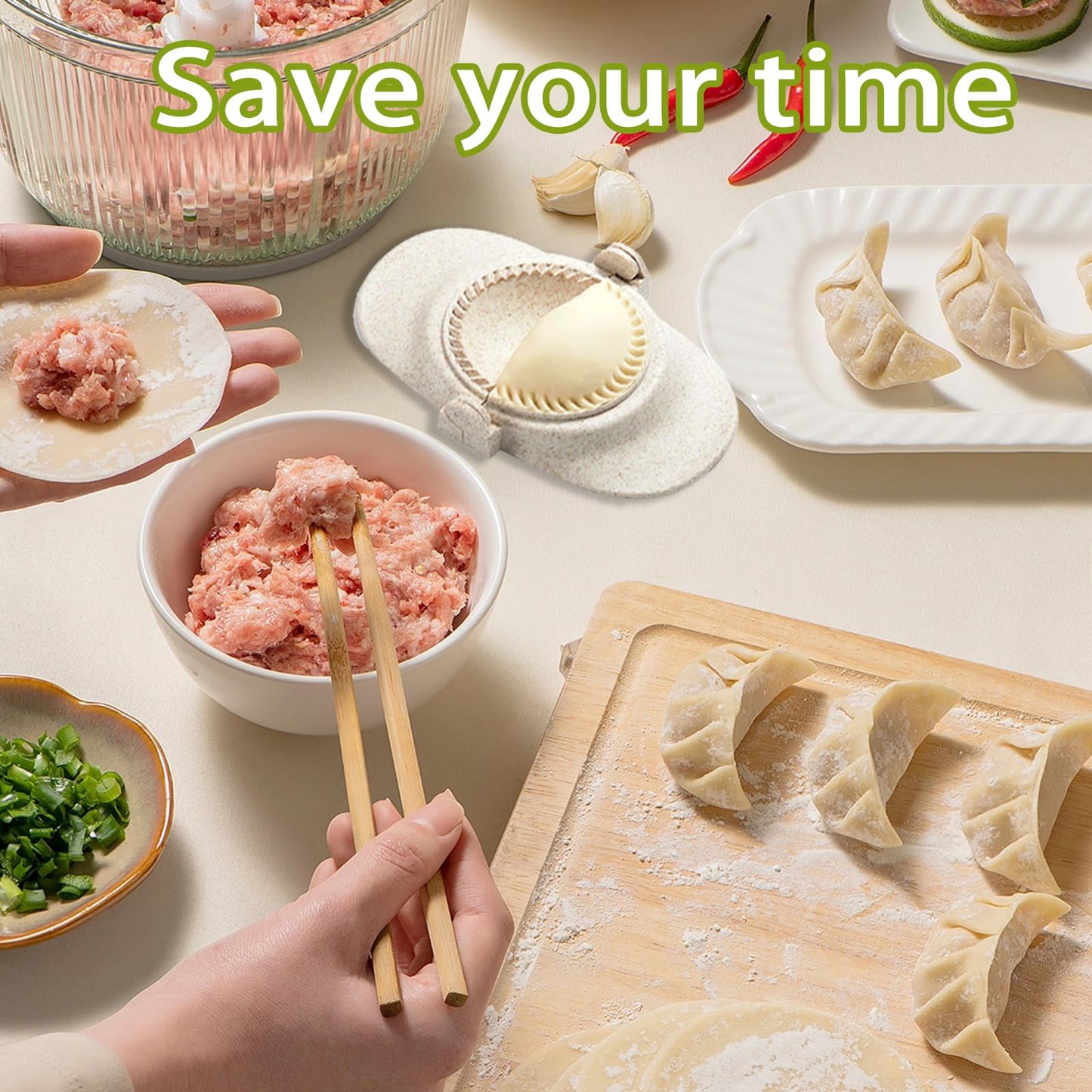 Empanada Maker Press & Dumpling Maker Set - 2 Sizes (4" + 3") Non-Stick for Empanada, Pierogi, Pastelitos, Calzone, Turnovers, Ravioli, Gyoza - Kitchen Tools with Easy Release Design