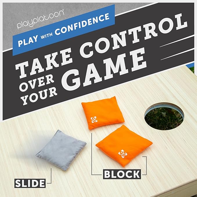 Professional Cornhole Bags - Set of 8 Regulation All Weather Double Sided - Sticky Side/Slick Side Bean Bags for Pro Corn Hole Game