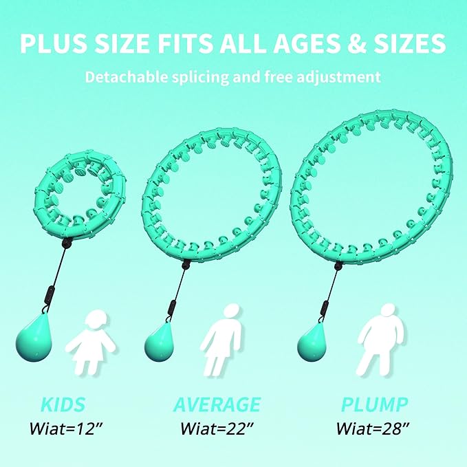 Weighted Hula Infinity Fitness Hoop for Adult Weight Loss, 2 in 1 Smart Fitness Workout Hula Circle Hoops with 28 Links(53 Inch), Exercise Fit Hoop Suitable for Women and Beginners
