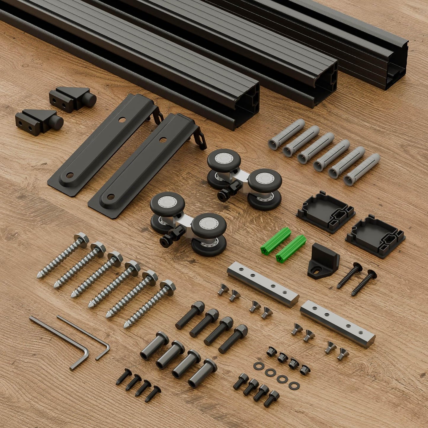 TOPCCJHHD 8FT/96'' Box Rail Sliding Barn Door Hardware Kit Ceiling Mount for Exterior Interior Single Door Heavy Duty Black No Door