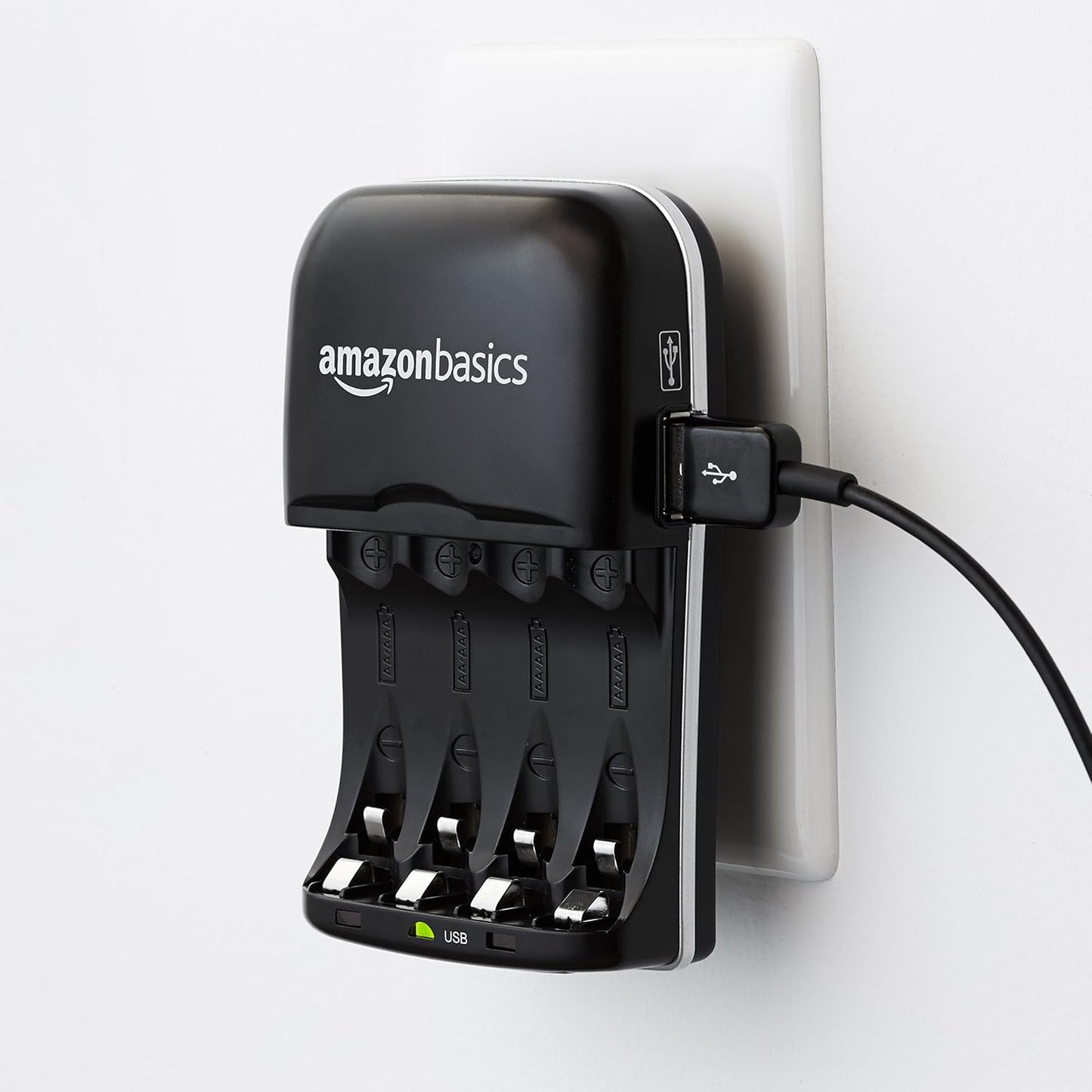 Amazon Basics Rechargeable Battery Charger for AA & AAA Ni-MH Batteries with USB Port, Portable, Travel-Friendly