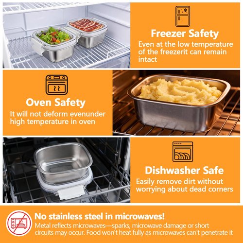 MAXTBEE 3 Pack Stainless Steel Reusable Snack Containers with Lids - 8.45 oz Small Metal Snack & Lunch Food Boxes, Shatterproof Leakproof Freezer Safe Meal Prep Containers for Portioning Snacks, Dips