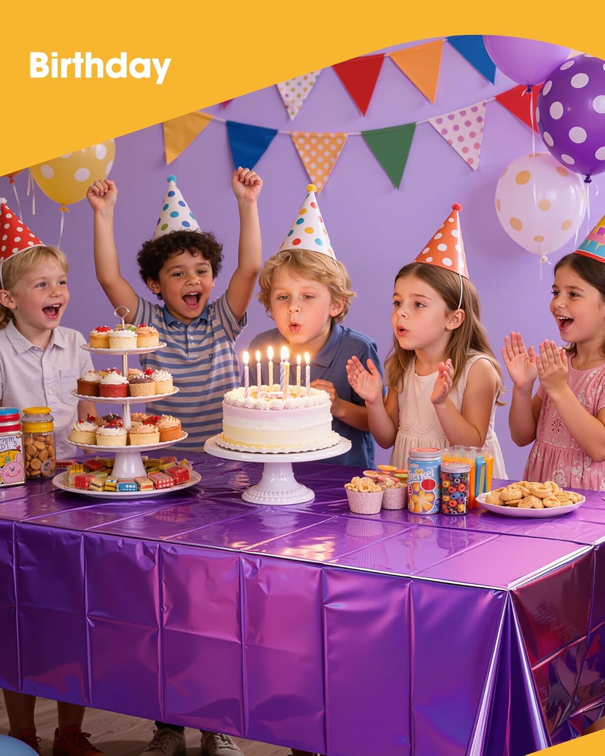 Niuara Iridescent Purple Tablecloths - 4 Pack 54" × 108" Disposable Covers for Parties & Gatherings