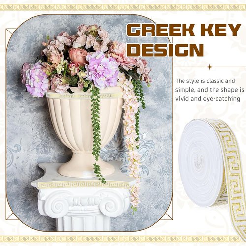 Greek Key Ribbon - 25 Yards of 3/4" Grosgrain for Gift Wrapping, Hair Bows & DIY Crafts