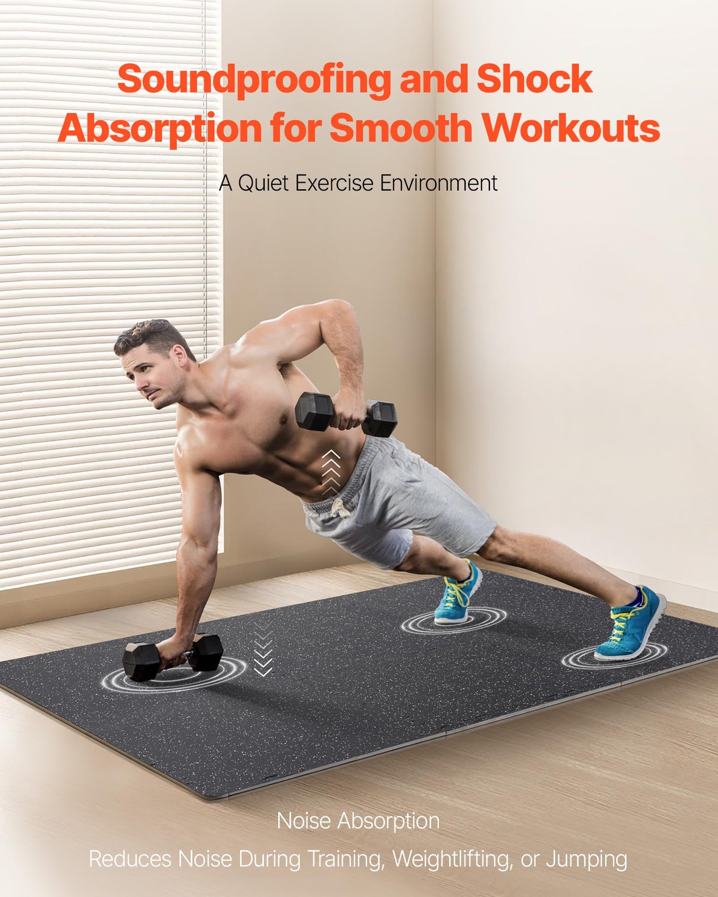 VEVOR 0.56In 100sq.ft 25 Tiles Gym Flooring for Home Gym, Rubber Top with High Density EVA Foam, 25" x 25" Gym Floor Exercise Equipment Mats, Interlocking Gym Mats, Puzzle Workout Mats, Black & White