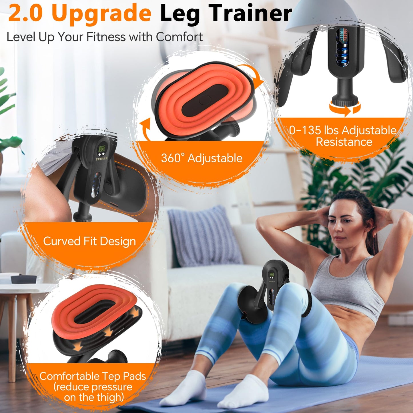 iFirle Pelvic Floor Exercise Devices, Thigh Master Kegel Exerciser 90/135lb Adjustable Pelvic Floor Muscle Trainer with Digital Counter, Resistance Band Straps for Women Men Shaping Home Gym