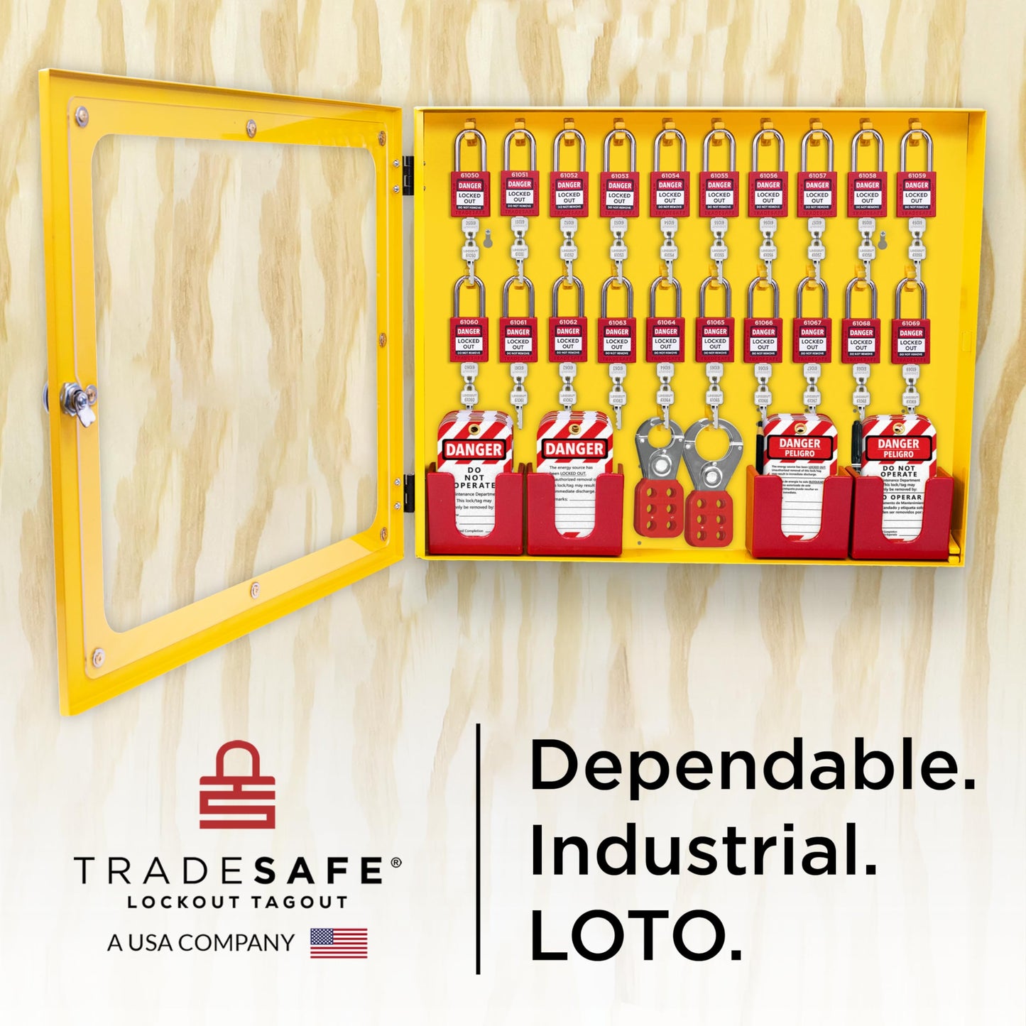 TRADESAFE Lockout Tagout Station with 20 Keyed Different Loto Locks, 6 Lockout Hasps, 60 Lock Out Tags, Lock Out Tag Out Kit Station, Lock Out Kit Cabinet 22-1/2 x 18 x 3 inches