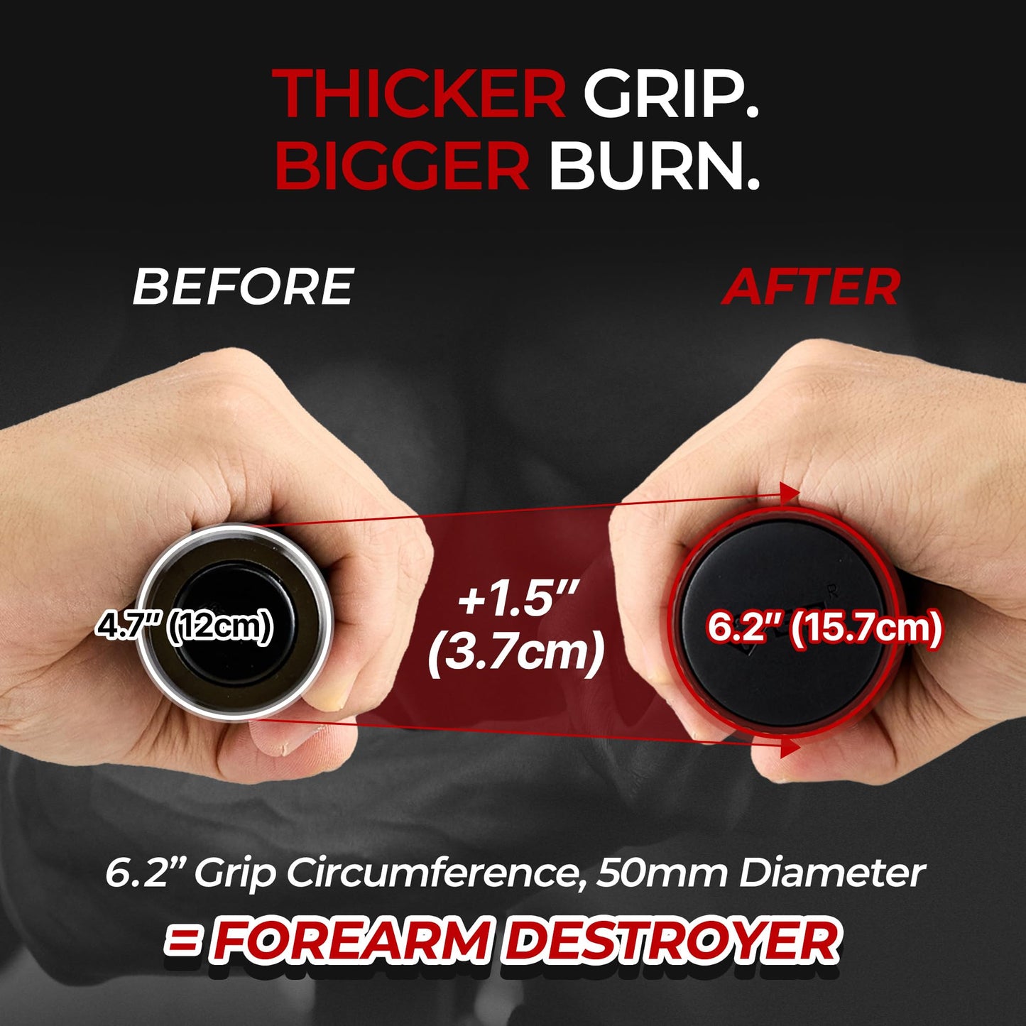 GD Hanging Wrist Roller PRO – Forearm Trainer & Grip Strengthener, Thick Grip Wrist Roller for Forearm Exercise, Grip circumference 6.2 inches, Precision Bearings, Heavy-Duty Aluminum, Includes Gloves