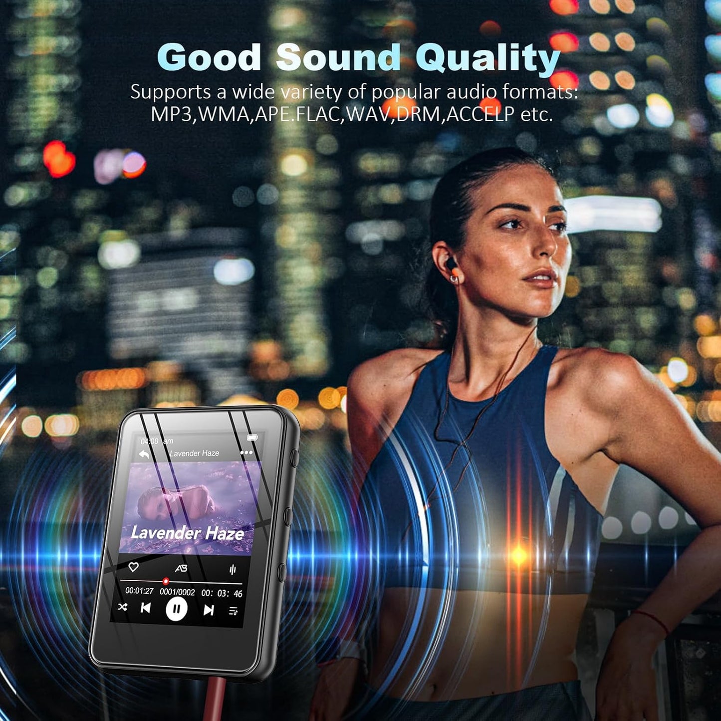 JOJOLEPAI MP3 32GB Player with Bluetooth - Touch Screen Portable Music Player with Speaker, FM Radio, Expandable Memory