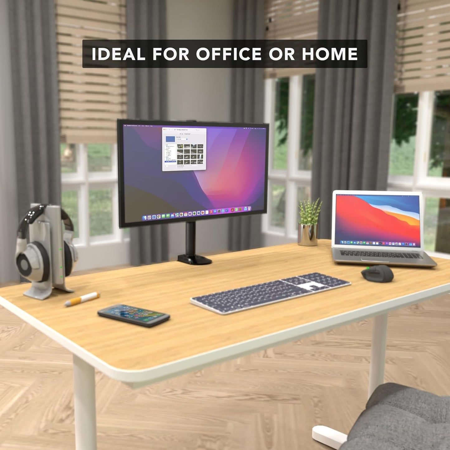 32" 19.8 lbs 360 160 40 Grommet Mount-It! Single Monitor Desk Mount Computer Screen Stand with Full Motion