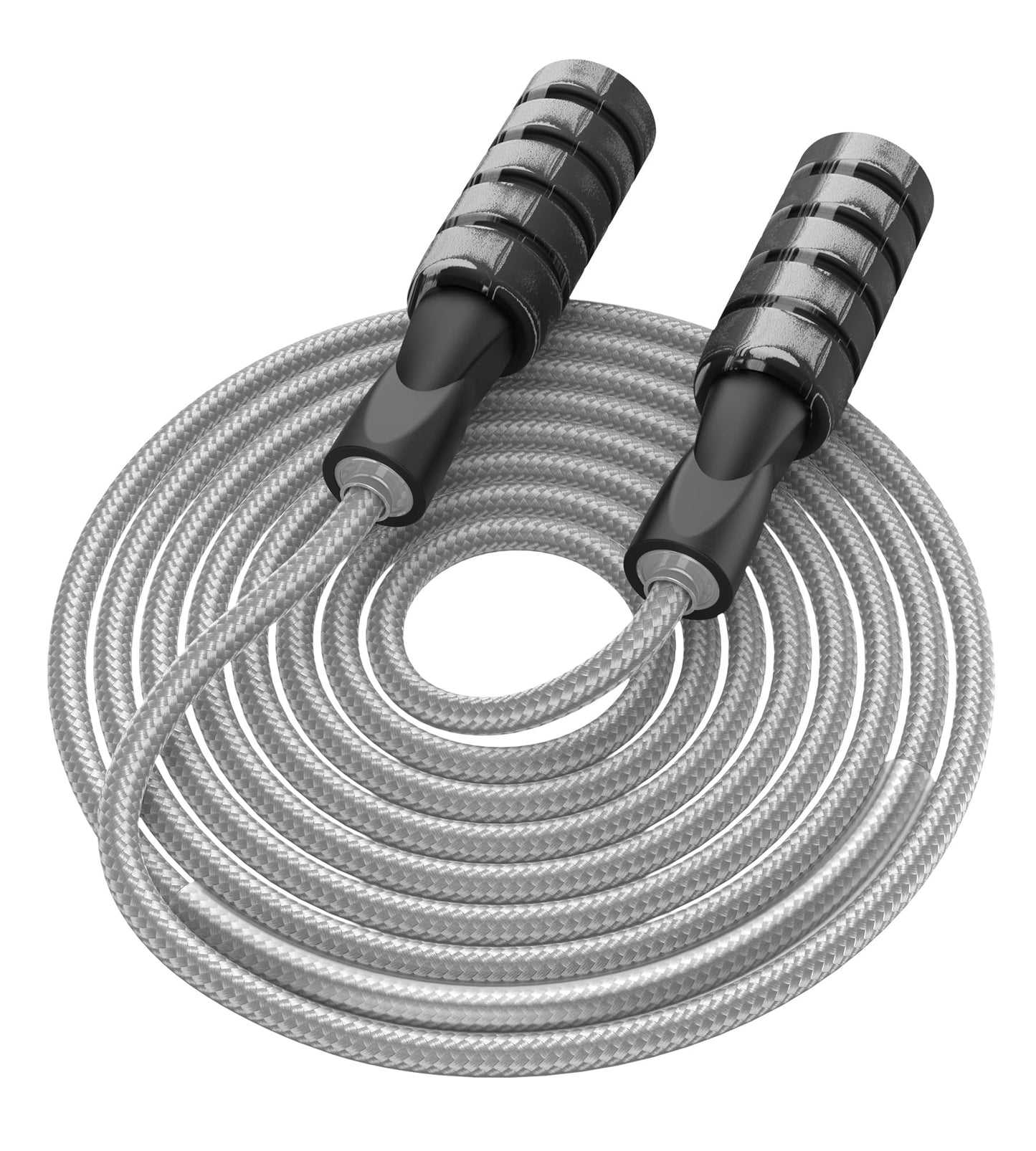 CRHOEIQ Jump Rope for Fitness, Weighted Jumprope for Women Workout, Adjustable Adult Exercise Skipping Rope for Men (Grey)