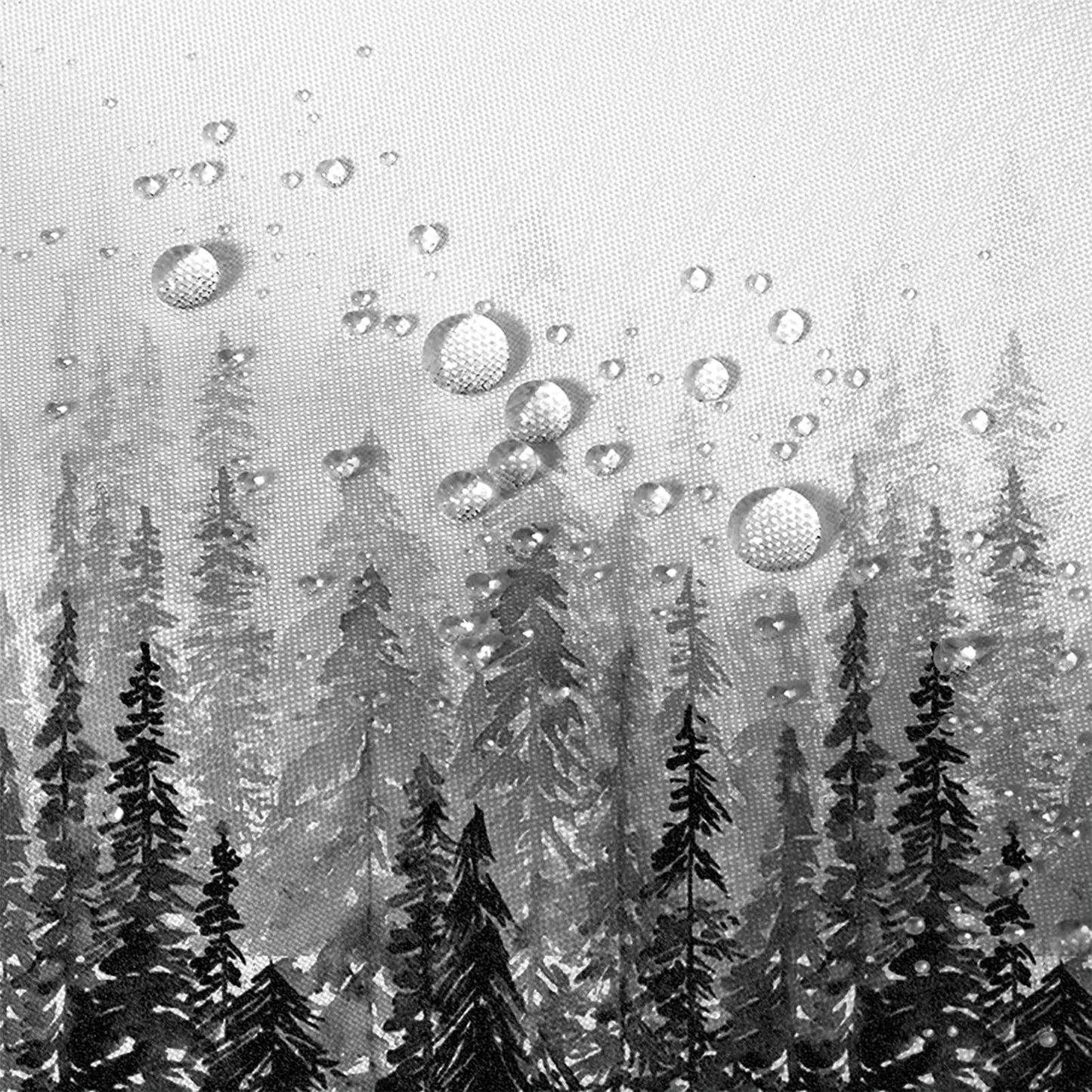 RiePoiia Black and White Misty Forest Shower Curtain for Bathroom,Waterproof Fabric Bathroom Curtains Washable Nature Pine Tree Fog Shower Curtain Set with 12 Pcs Hooks, 72x72 Inch
