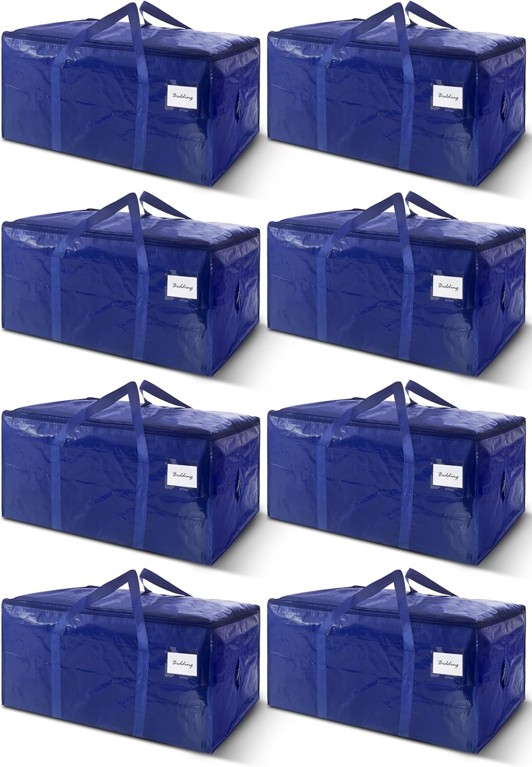 Skiennix Extra Heavy Duty Large Moving Bags - Strong Zipper & Handles | 33 Gallon, Dark Blue, 8 Pack