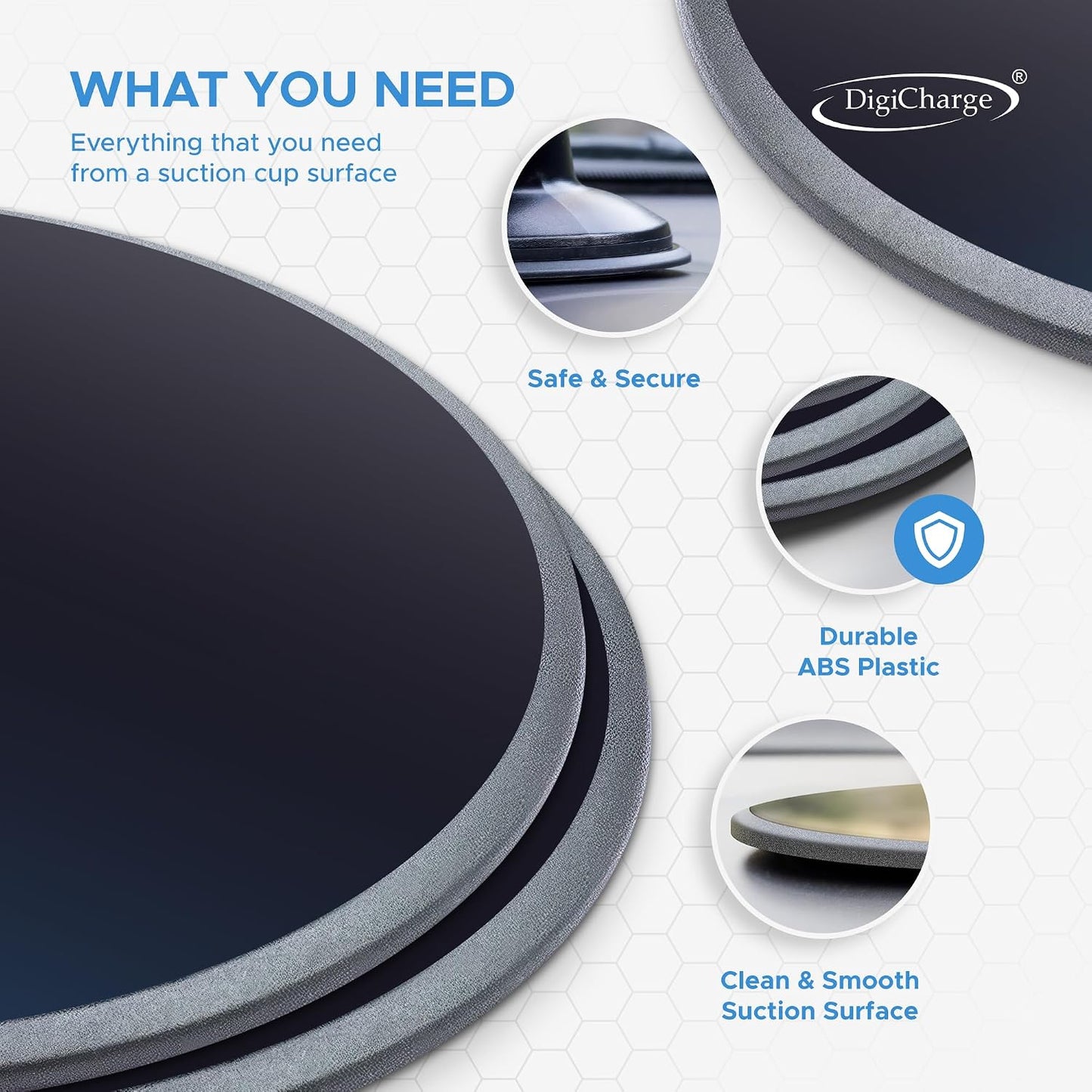 DigiCharge 2 75mm Dashboard Disk Pads for Garmin Drive, DriveSmart, Nuvi, Tomtom GO, Comfort & Cell Phone Mounts