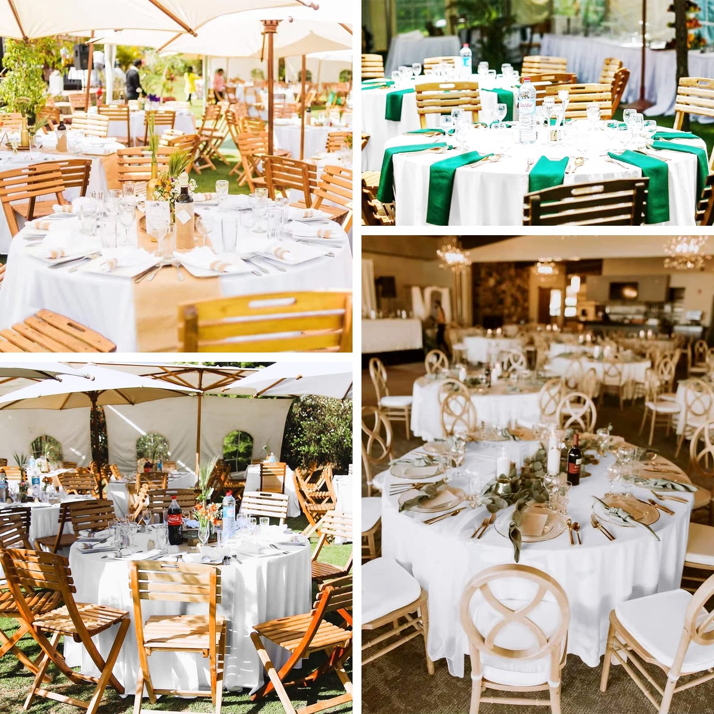 Pesonlook 12 Pack Round Tablecloth White Polyester Table Cloths 90 Inch Washable Fabric Round Table Cover White Tablecloth for Wedding/Party/Banquet