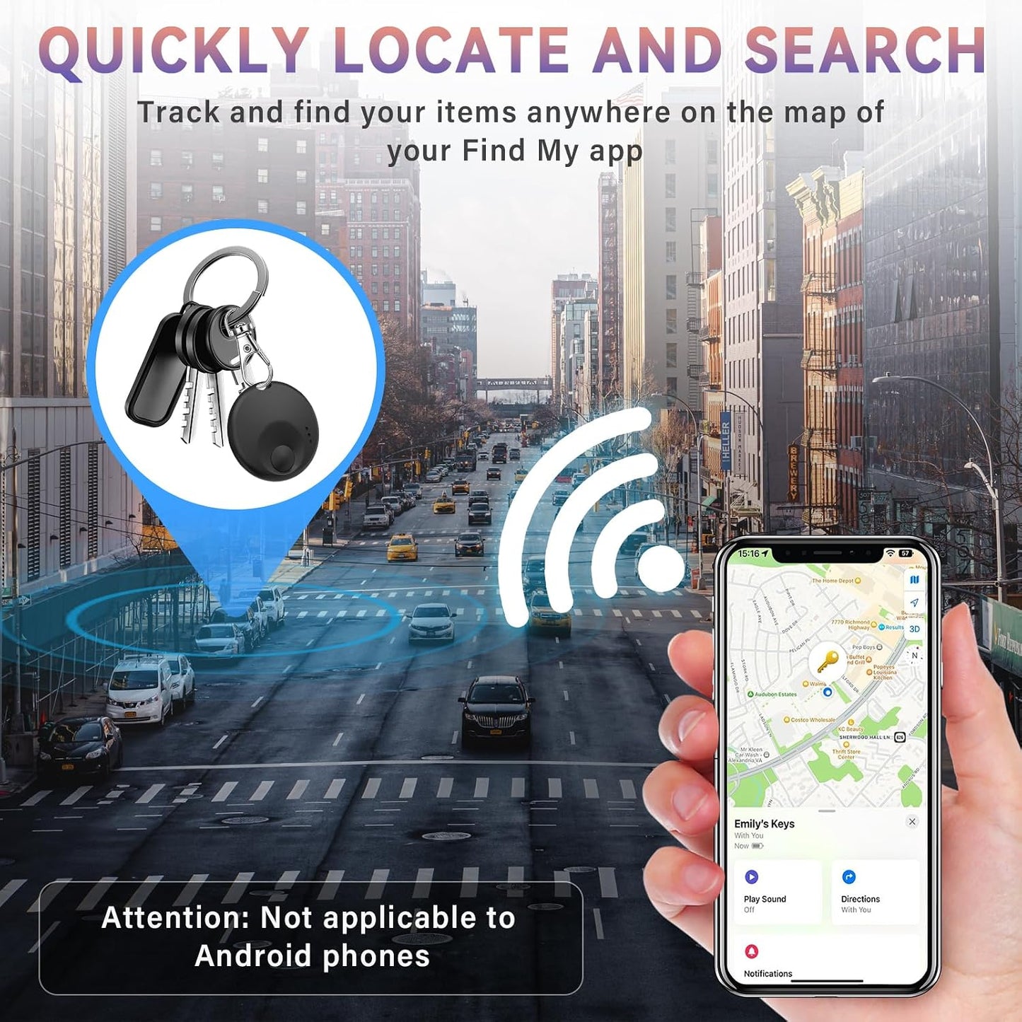Valueest IP67 (4 Pack) Smart Tracker Tag, GPS Item Finder Compatible with Apple Find My, Waterproof Track Locator