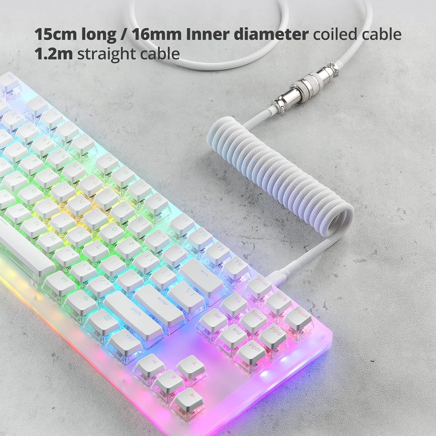 1.5M GUNMJO Pro Custom Coiled USB C Cable for Gaming Keyboard, Double-Sleeved Mechanical Keyboard Cable with Detachable