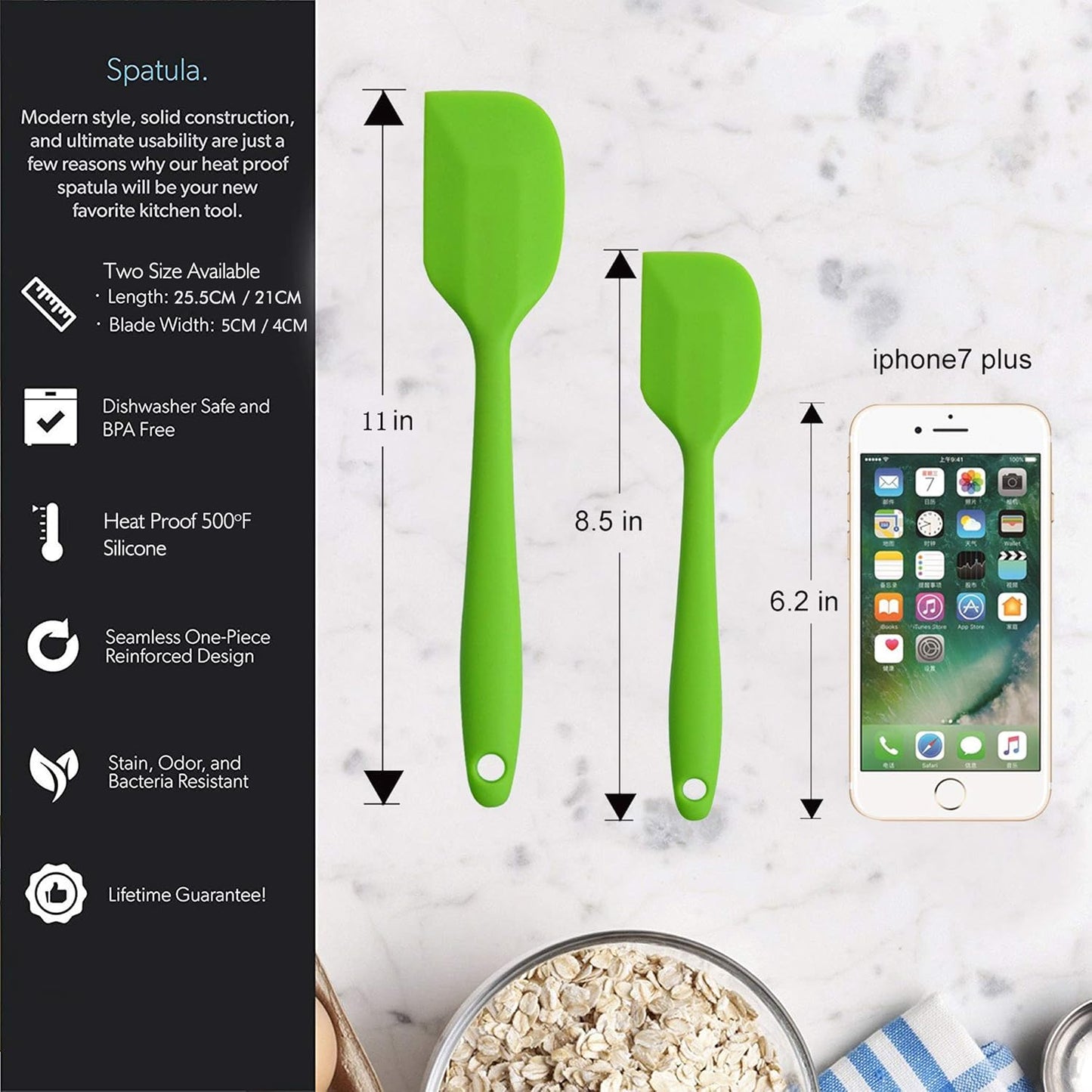 Skiennix Silicone Spatulas - 11-Inch Heat Resistant Non-Stick Baking Tool Set | 4-Piece Flexible Scrapers