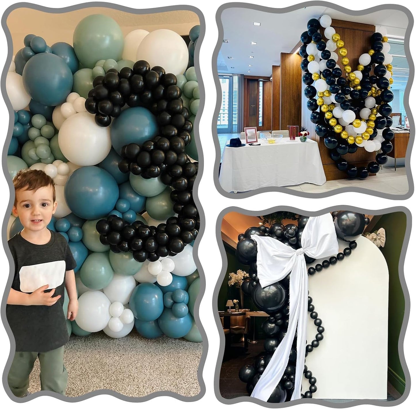 Skiennix Black Link Balloons - 120 Pcs 6-Inch Latex Balloons for Birthday & Wedding Decor