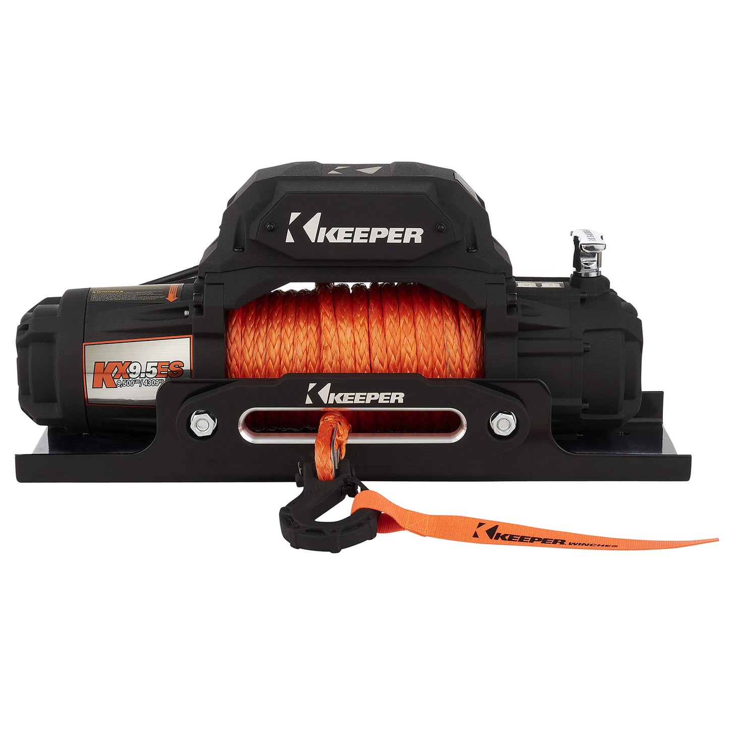 KEEPER Extreme Series KX9500E 12V Electric Winch with 85FT Synthetic Rope – Powerful 9500 LB Pulling Capacity, Heavy-Duty Off-Road Towing Winch with Waterproof Design for Trucks, ATVs & More