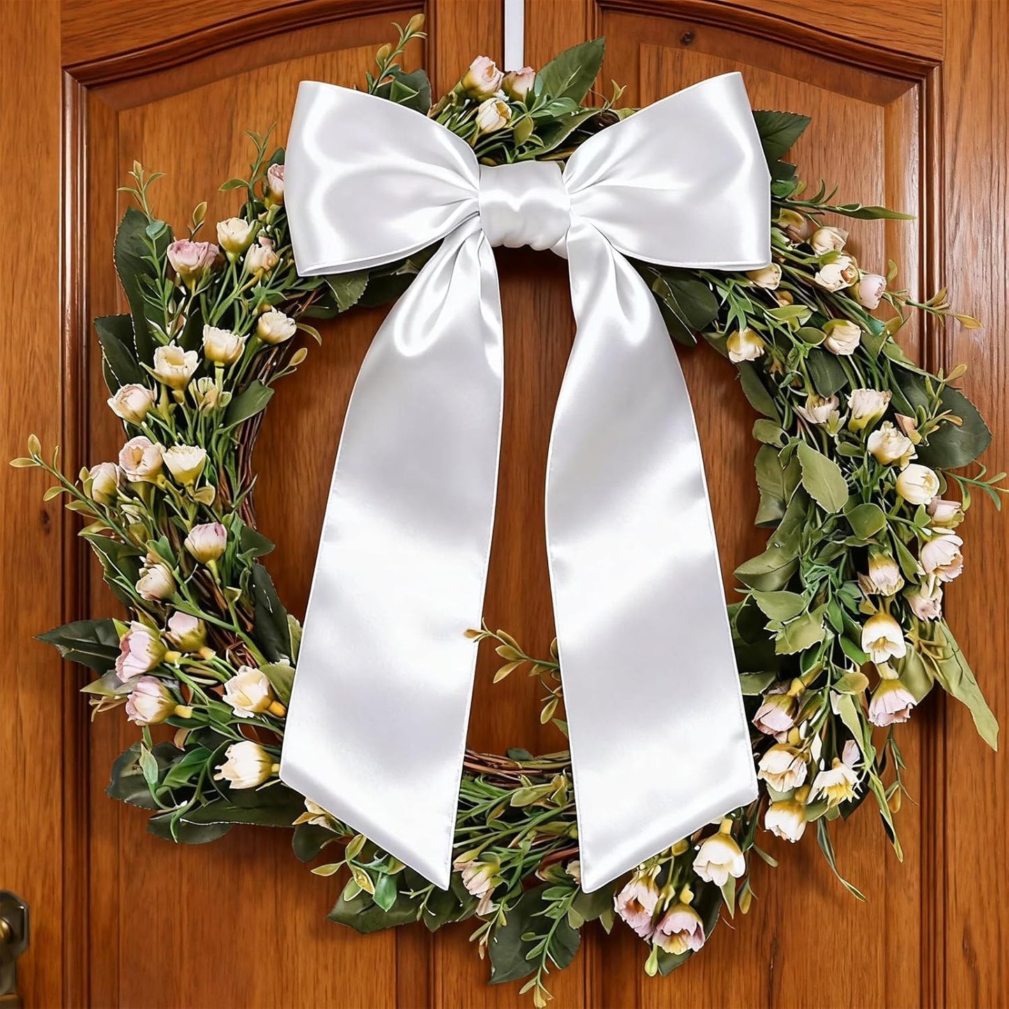 Regine Switzerland 4Pcs White Satin Wreath Sash - Perfect for Easter, Weddings & Holidays