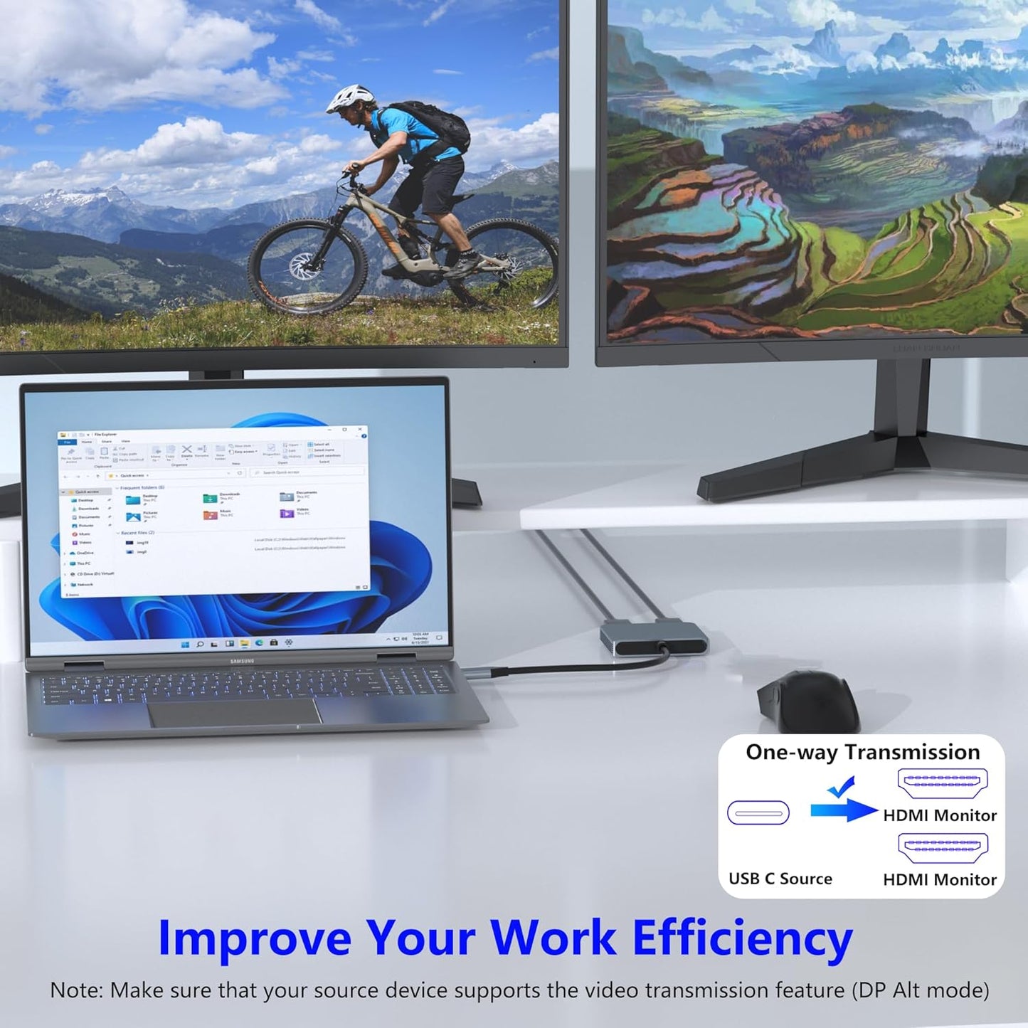 Closs 2 4K@60Hz 4K@30Hz. USB C to Dual HDMI Adapter, Docking Station Dual Monitor, Type C to HDMI Splitter