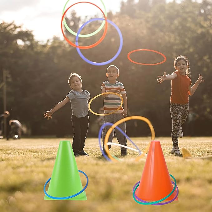 Carnival Games Combo Set 3 in 1, 31PCS Soft Plastic Cones Bean Bags Ring Toss Game with Carrying Bag, Gift for Outdoor Birthday Party/Xmas