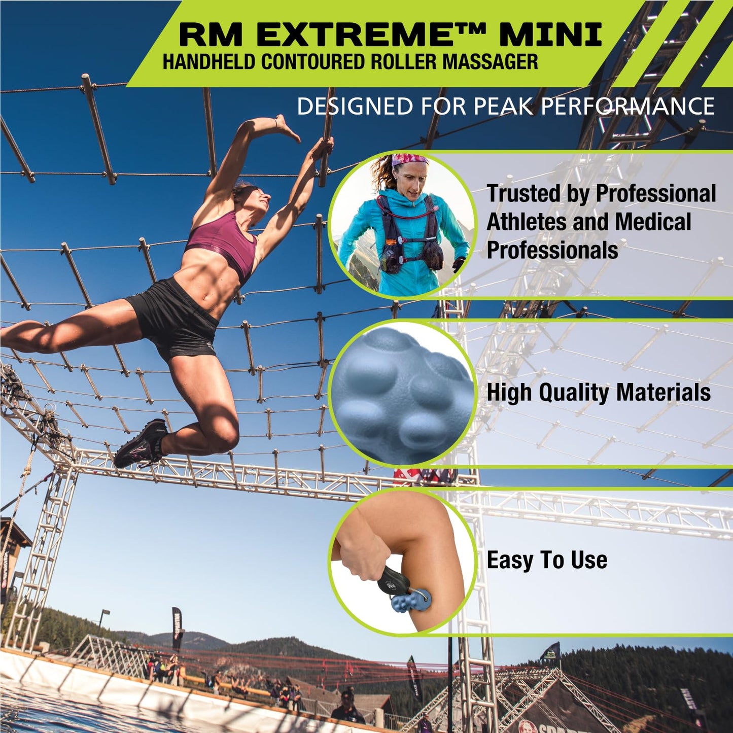 Pro-Tec Athletics RM Extreme Mini Roller, Portable Roller, Deep Tissue Massage, Muscle Relief, Hamstring, Quadriceps, Calf, Multi-Directional, Enhance Performance, Easy to Use