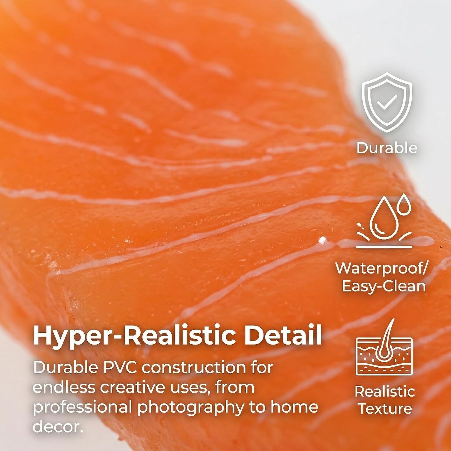 2pcs Totority Realistic Salmon Slice Food Model Perfect Artificial Sushi Prop for Kitchen Display, Home Decor