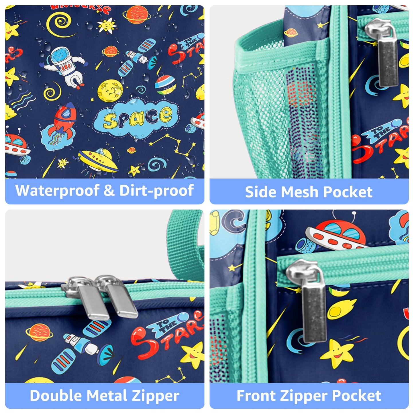 ZAZIWZ Lunch Bag for Kids Insulated Lunch Boxe for Girls Boys Reusable Cooler Tote Small Lunchbag Back to School Cute Lunchbox for Teens 02 (Space)