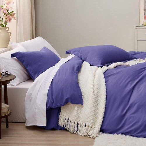 Bedsure Oversized King Duvet Cover Set - Extra Soft Prewashed Cotton-Like Polyester, 3 Pieces, 120''x98'' with Zipper Closure & 2 Pillow Shams