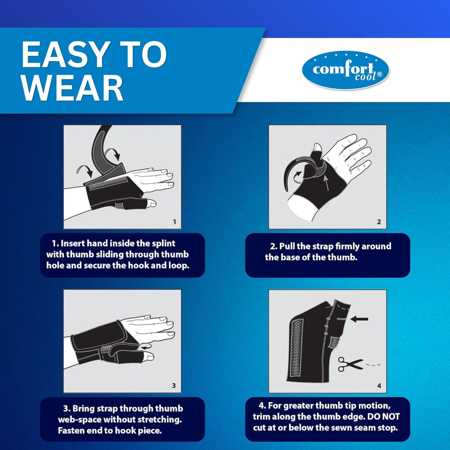 Comfort Cool CMC Thumb Brace – Restriction Splint for Arthritis & Tendinitis Relief | Breathable Neoprene with Supportive Thumb Strap - Black, Left Hand, Medium (7 to 8 inches) | NC79564