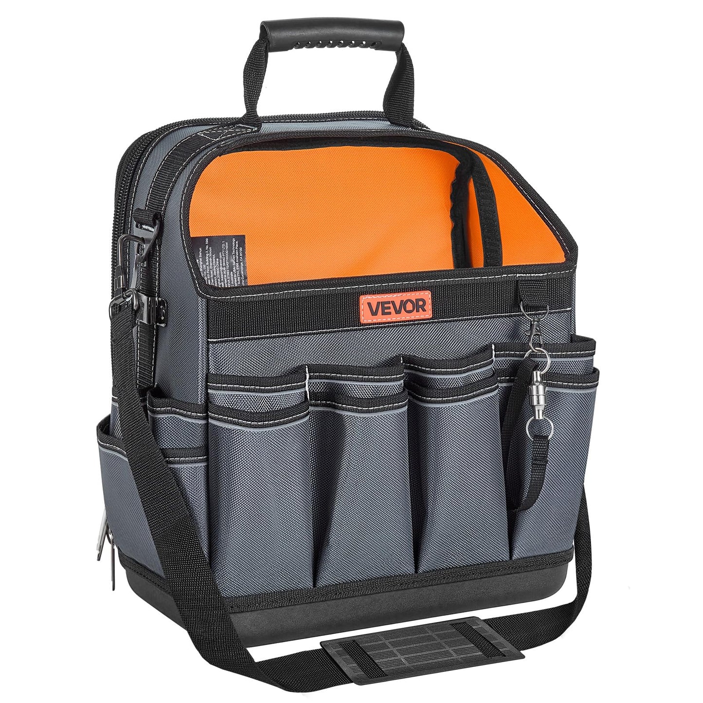 VEVOR Tool Bag, 13.2 Inch, 39-Pocket Open Top Tool Pouch, Portable Electrical Maintenance Toolbox Organizer Storage with Hard Plastic Base, Adjustable Shoulder Strap, for Professionals DIY & Jobsite
