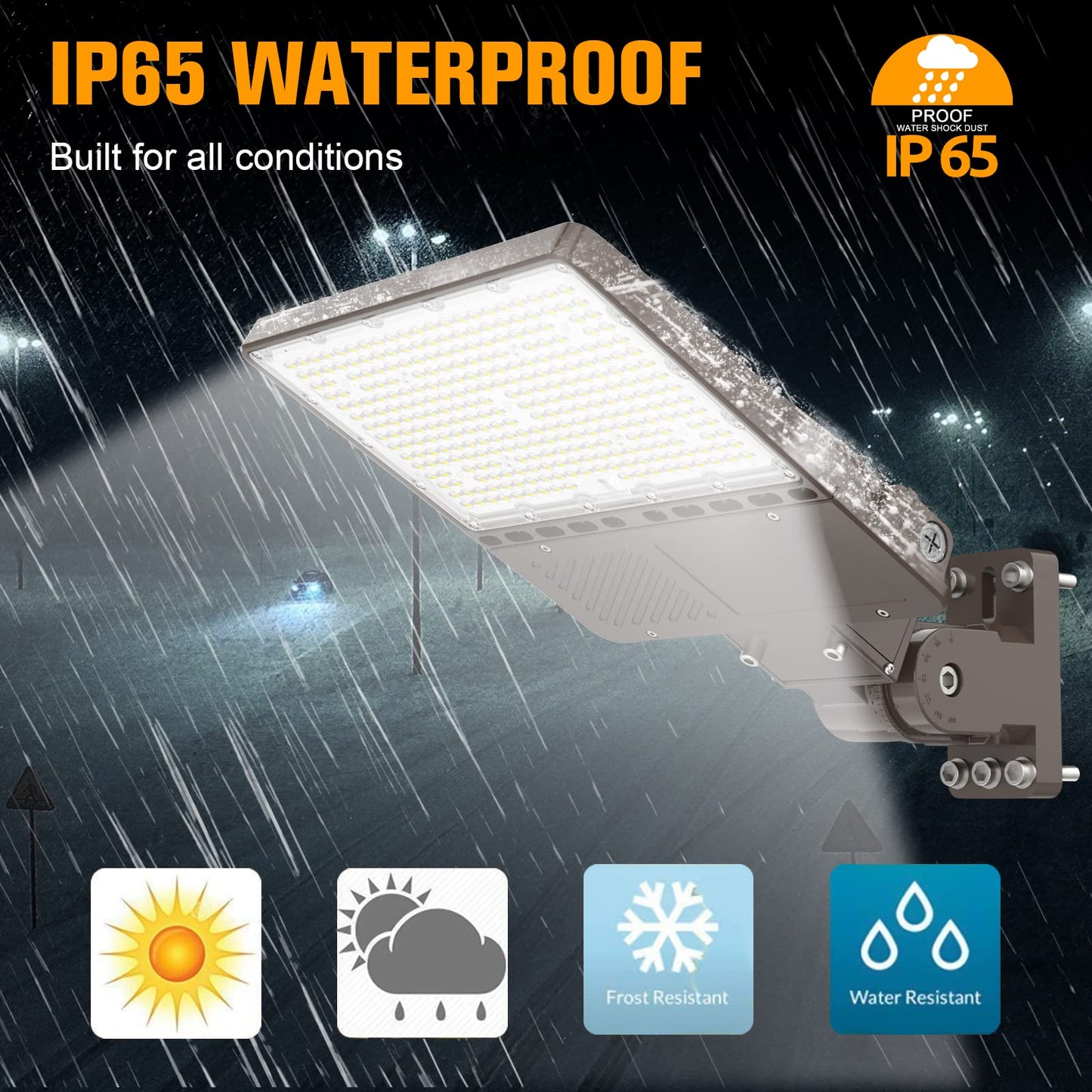 200W LED Parking Lot Light, 28,000 LM 5000K LED Parking Lot Dusk to Dawn Outdoor Lighting, LED Street Pole Light Arm Mount, IP65 Commercial Area Flood Security Light for Stadium Sport, 100-277V