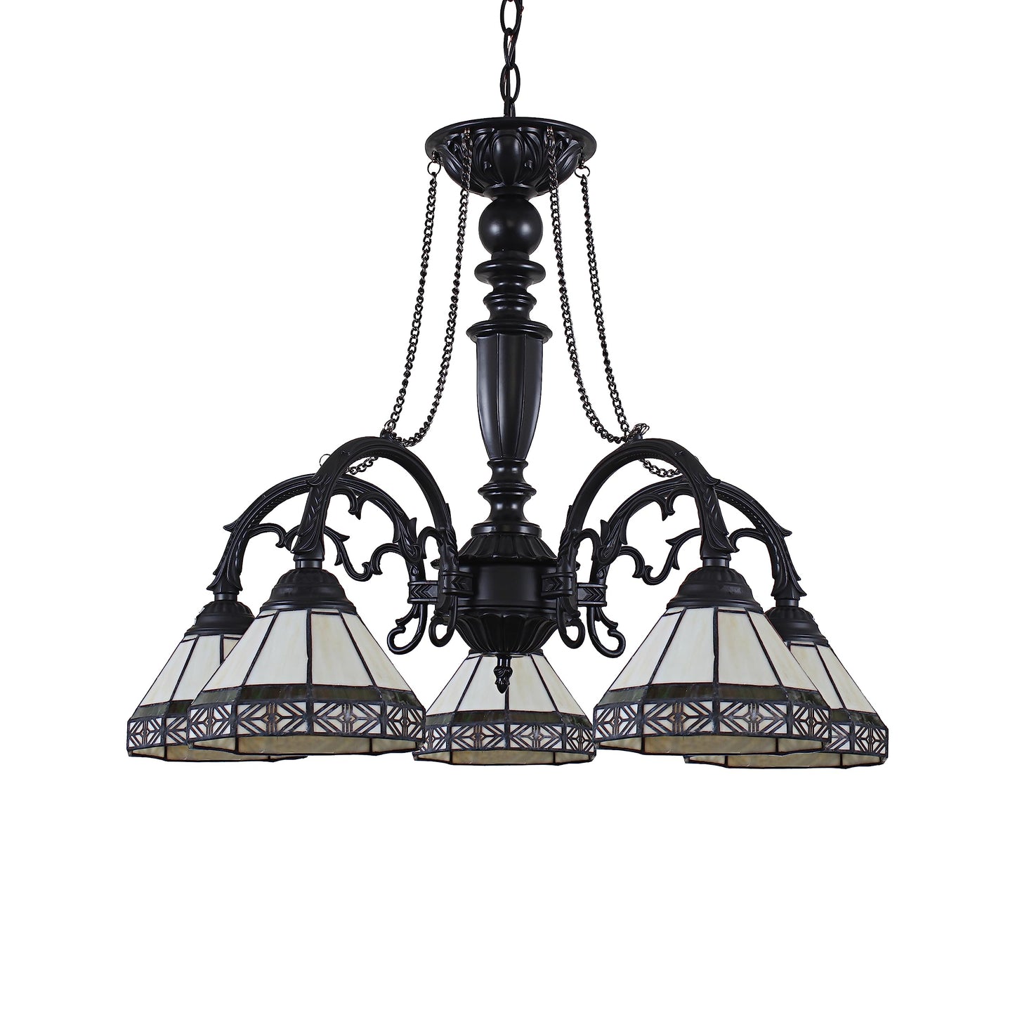 Chloe Lighting Belle Tiffany-Style Chandelier, 5 Light, 27in Wide, Stained Glass, Model CH31315MI27-DC5