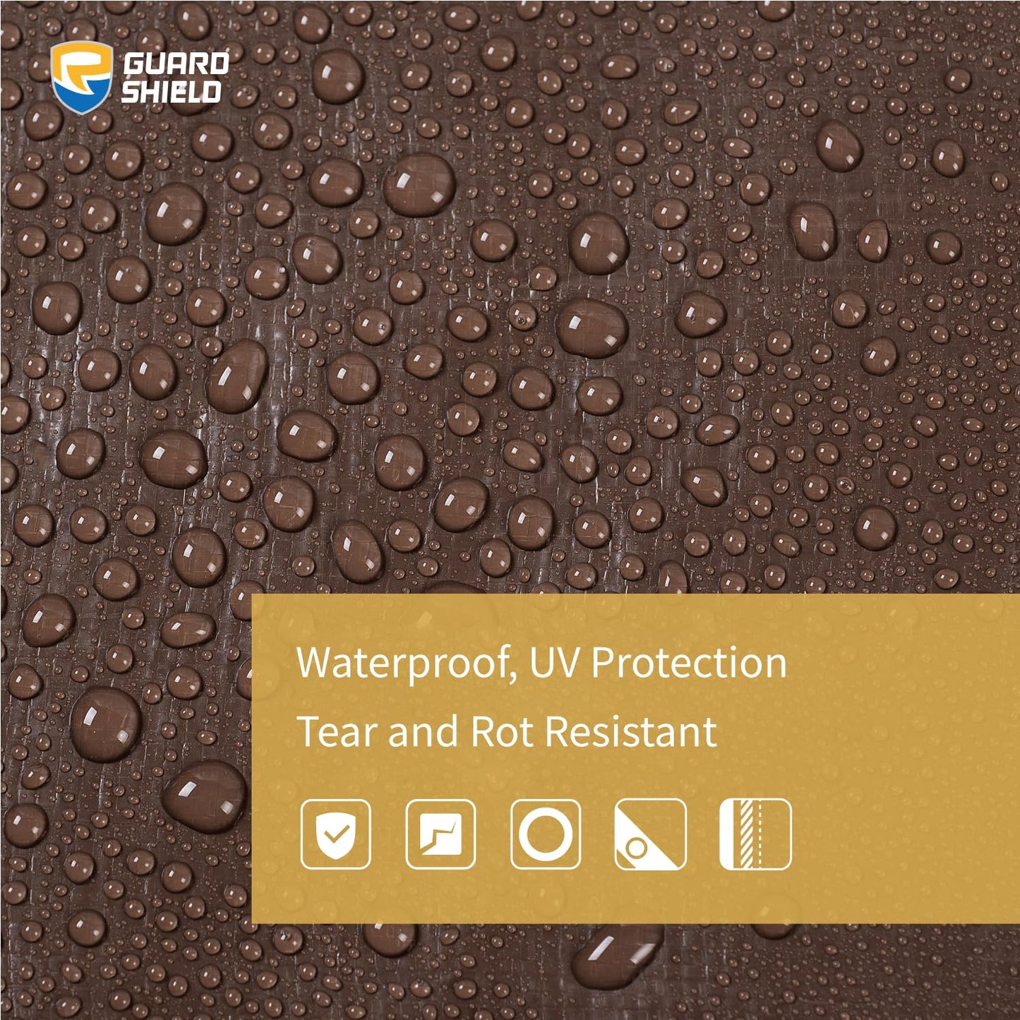 GUARD SHIELD Tarps Heavy Duty Waterproof 20x40 Feet Brown/Bright Silver Poly Tarp Cover Square Outdoor Thick UV Resistant Tarpaulin with Grommets 10mil