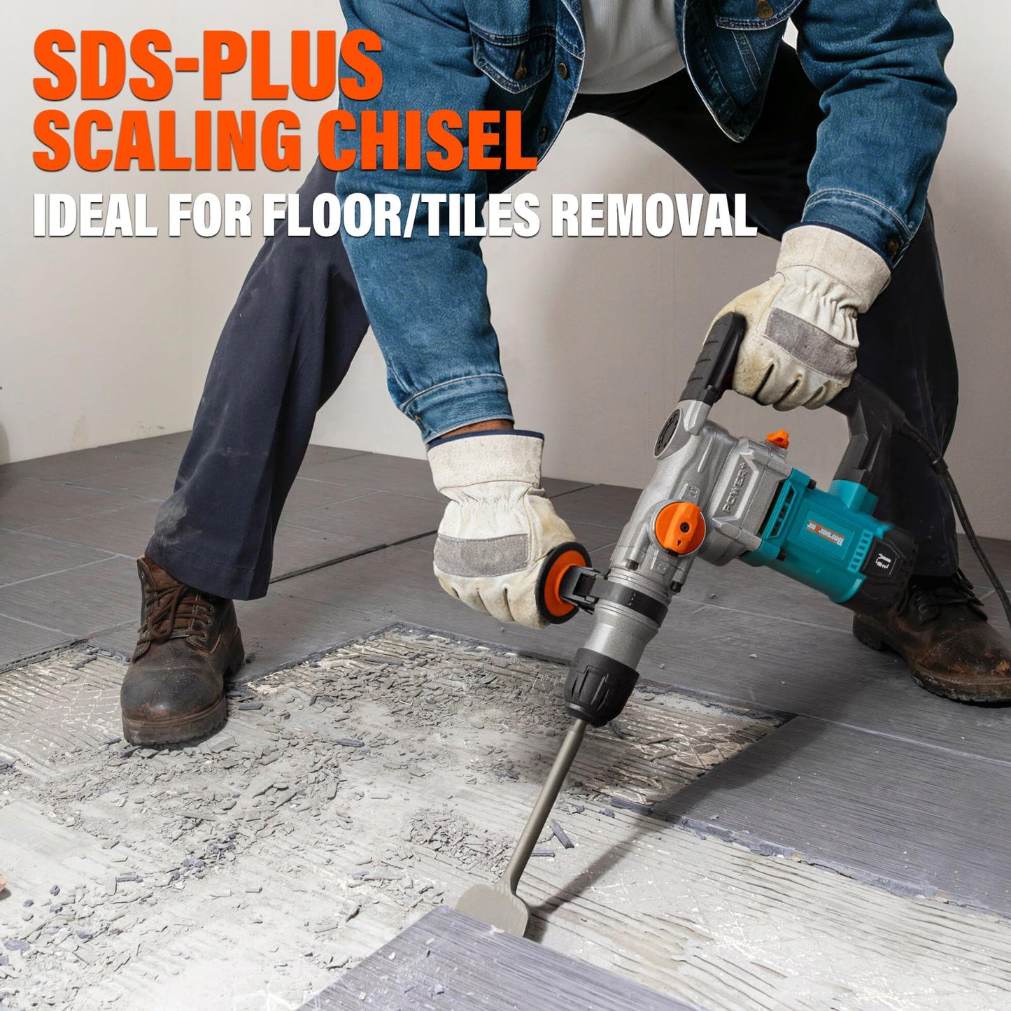 Berserker 1-1/8" Cordless Rotary Hammer Drill 2X4.0Ah Battery with 3 in. SDS Plus Scaling Chisel