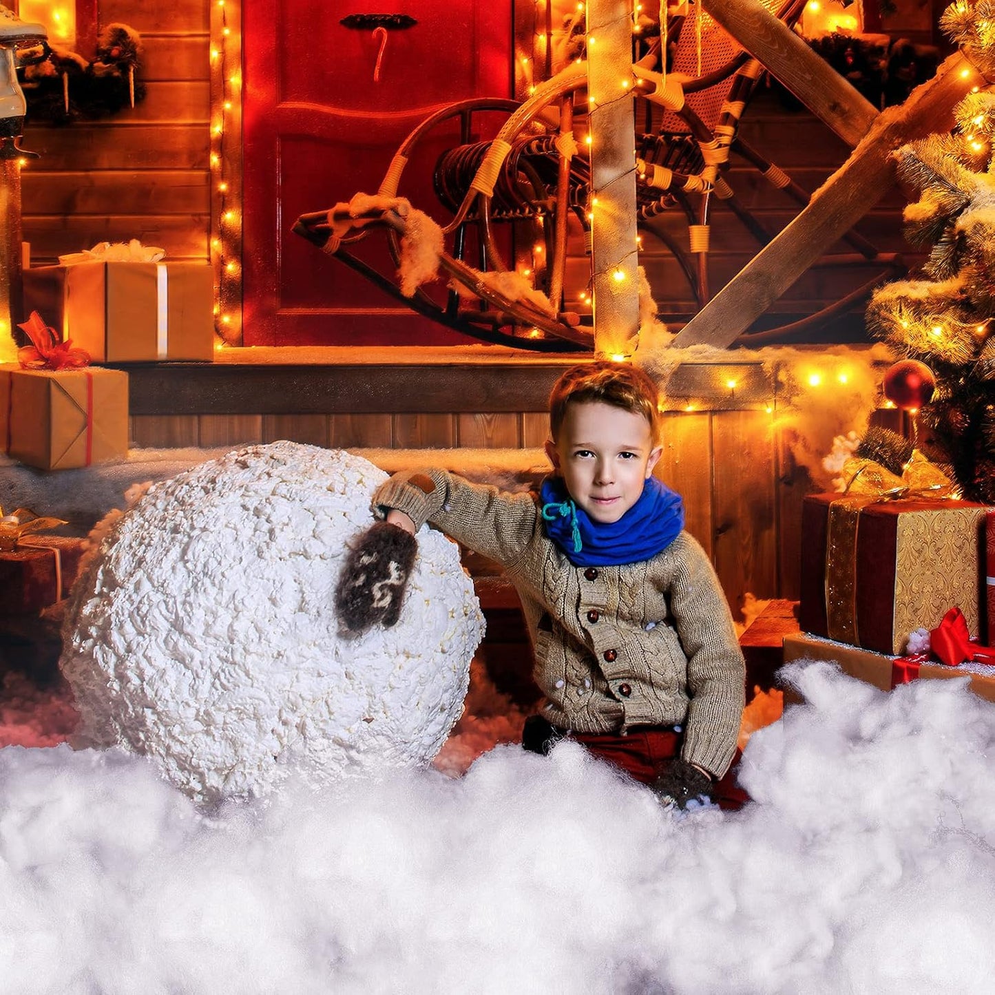 Riakrum Fake Snow Decor - Artificial Fluffy Fiber Stuffing for Tree Covering | 120g White Snow