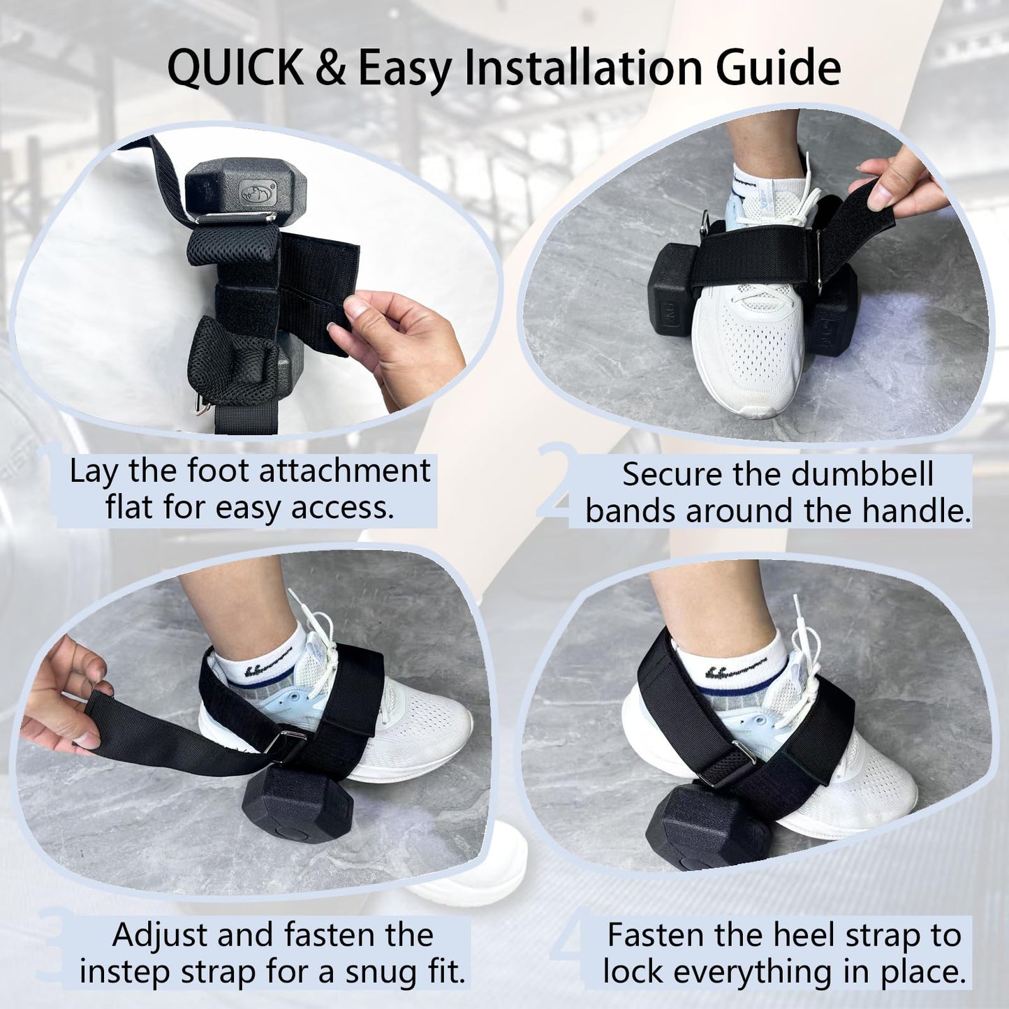 Dumbbell Foot Attachment, Ankle Strap for Dumbbell, Hamstring Curl, Foot Weights for Exercise, Leg extensions, Portable Leg Workout Fitness Accessory, Adjustable Leg Weights