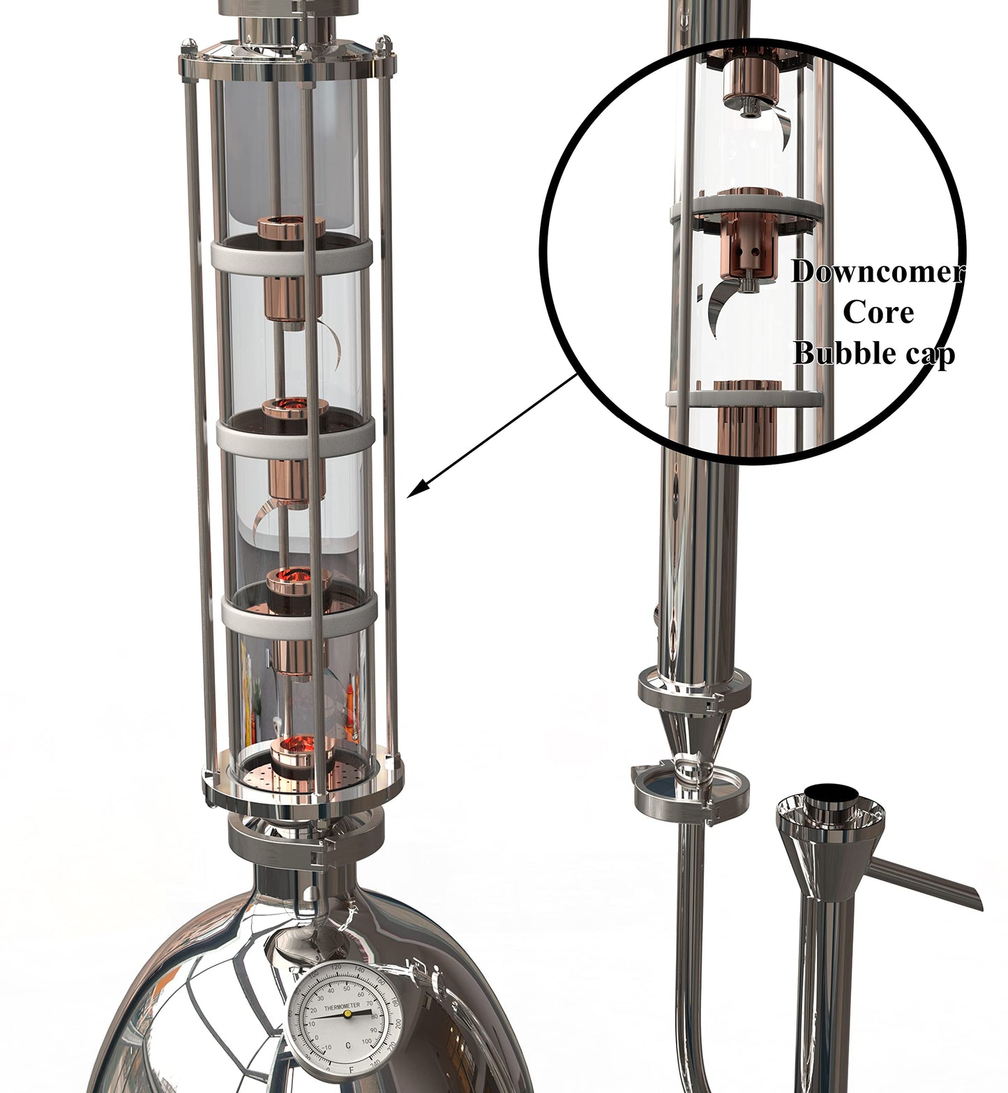 HOOLOO Alcohol Distiller Still for Home Use Kit 304 Stainless Steel Whiskey Making Kit with Thermometer Whiskey Brandy Vodka 6.3Gal (24L) (SV-30-110V)