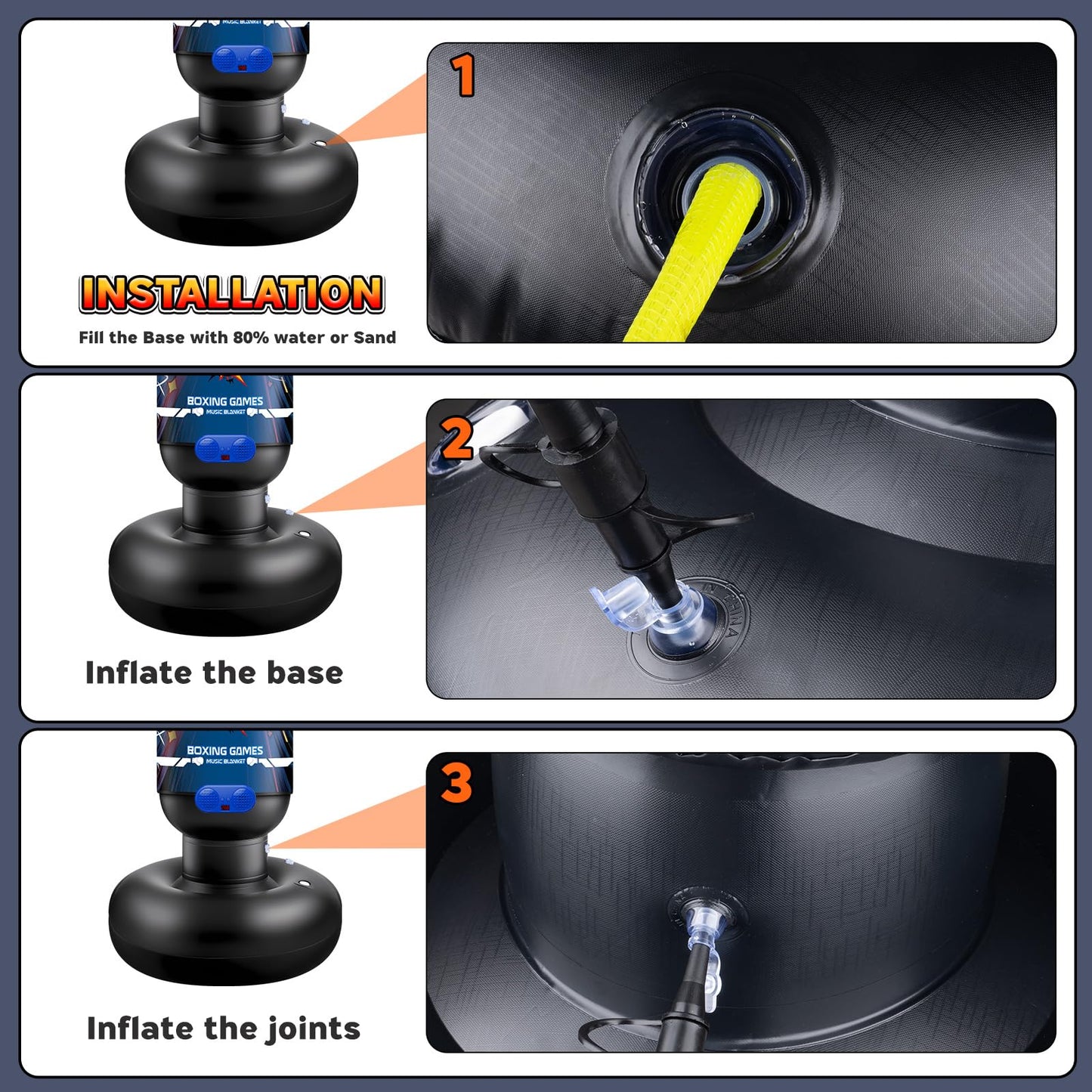 Kids Inflatable Punching Bag Toys: 4 Modes Interactive Boxing Game Stand Set with Music LED Lights Air Pump - Christmas Birthday Gifts Sports Play for Boys Girls Ages 6 7 8 9 10 11 12 Year Old