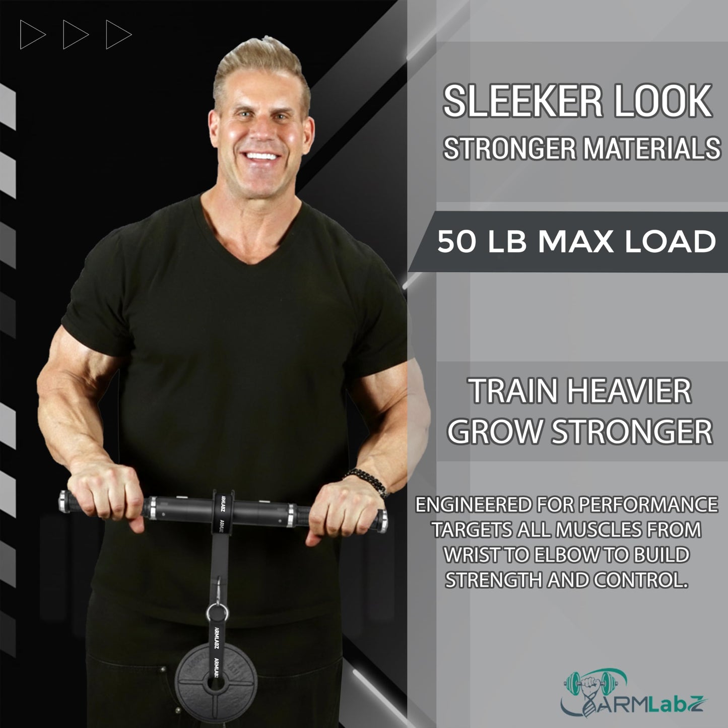 ArmLabz Forearm Roller 3.0 Premium Wrist Roller and Forearm Strengthener, Grip Strength Trainer and Hand Exerciser, Quick Reset, One Arm Use, Metal Core, Heavy-Duty Strap