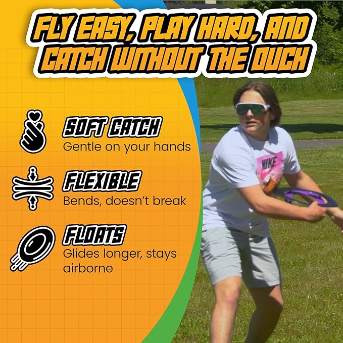 Double Wing Flyer – Aerodynamic Flying Disc for Families & Adults Playing Catch, Sports Toys for Beach Frisbee & Park Activities, Outdoor Toys for Teens & Frisbees for Adults (Black & White)