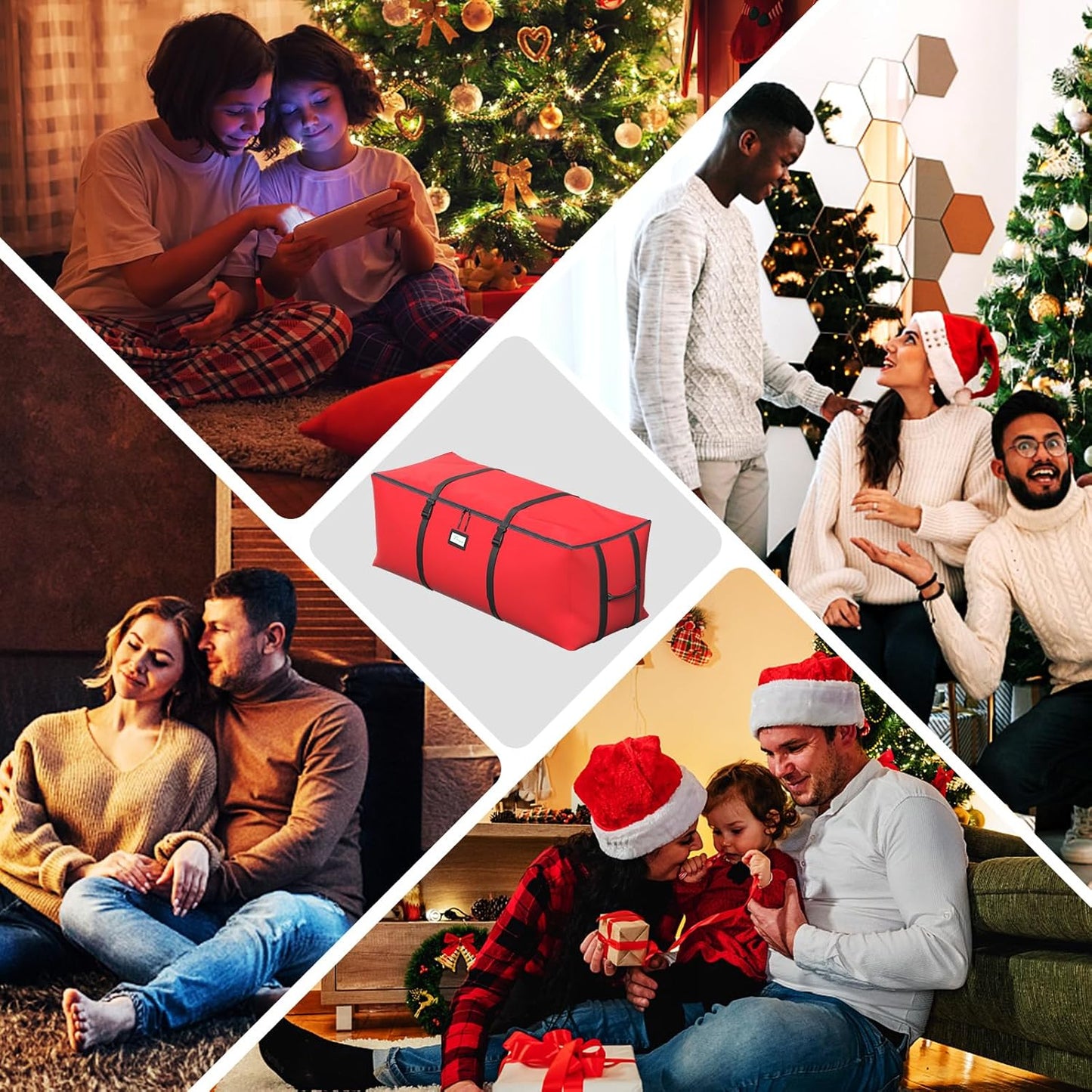 Skiennix Christmas Tree Storage Bag - Fits Up to 7.5Ft Artificial Trees | Waterproof 600D Oxford Fabric, Double Zipper & Buckle Straps