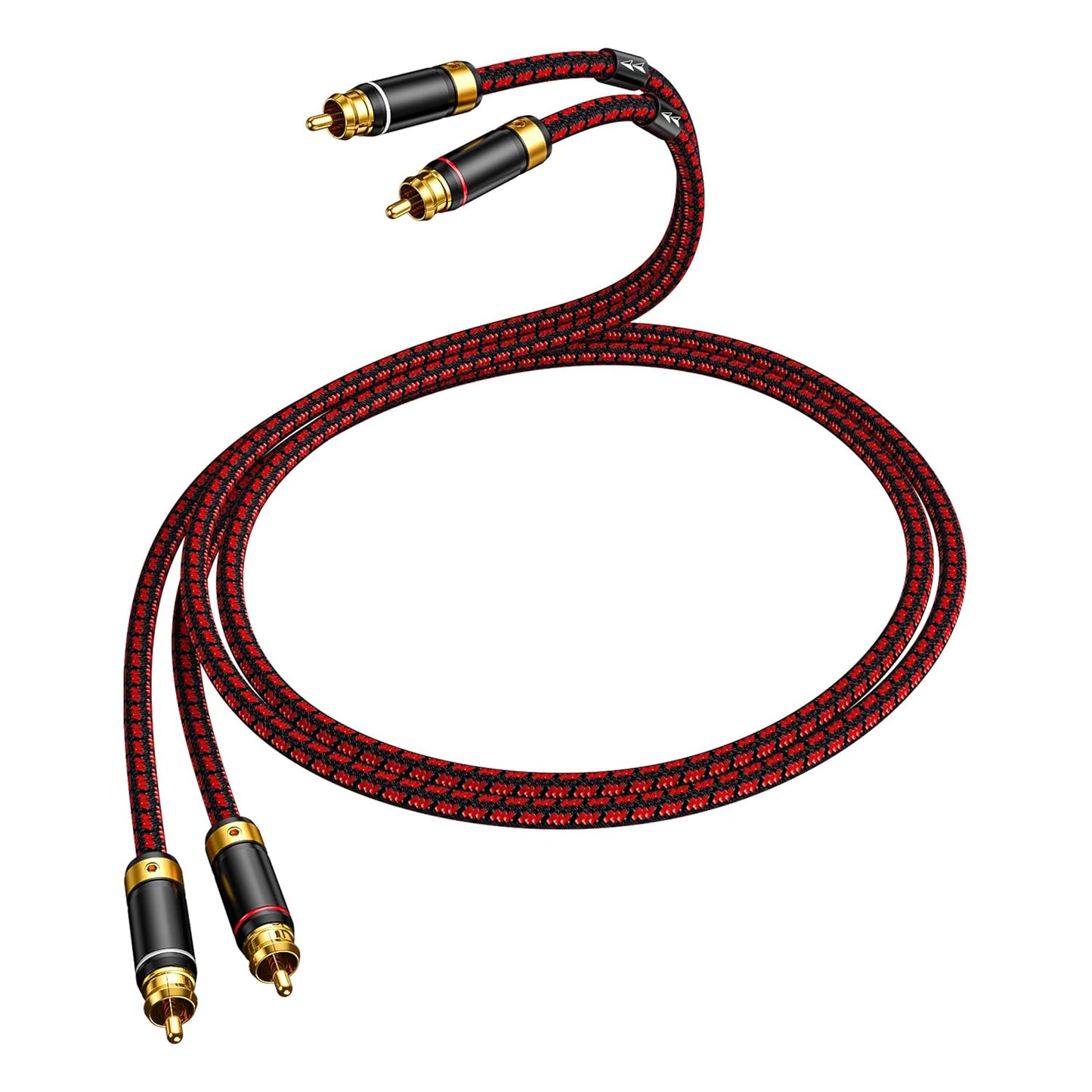 Hagietek 2 Systems,3.2FT RCA Audio Cable Audiophile Gold Plated Stereo Braided Subwoofer Cable Oxgen Free Copper