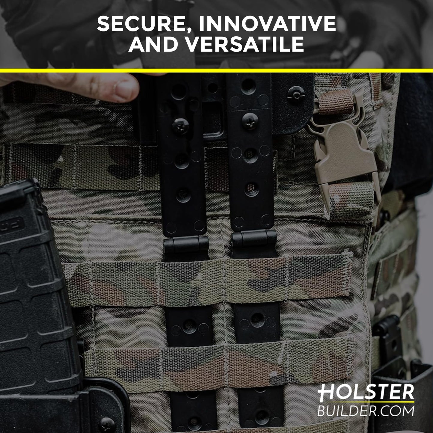 HolsterBuilder Molle Attachment – Quick Locking Belt Clip with Mounting Hardware for Holsters, Mag Pouches, Knife Sheaths, Vests – Available in Size (1", 2", 3", 5") & Pack (2 & 4) – 2 inch 2 Pack