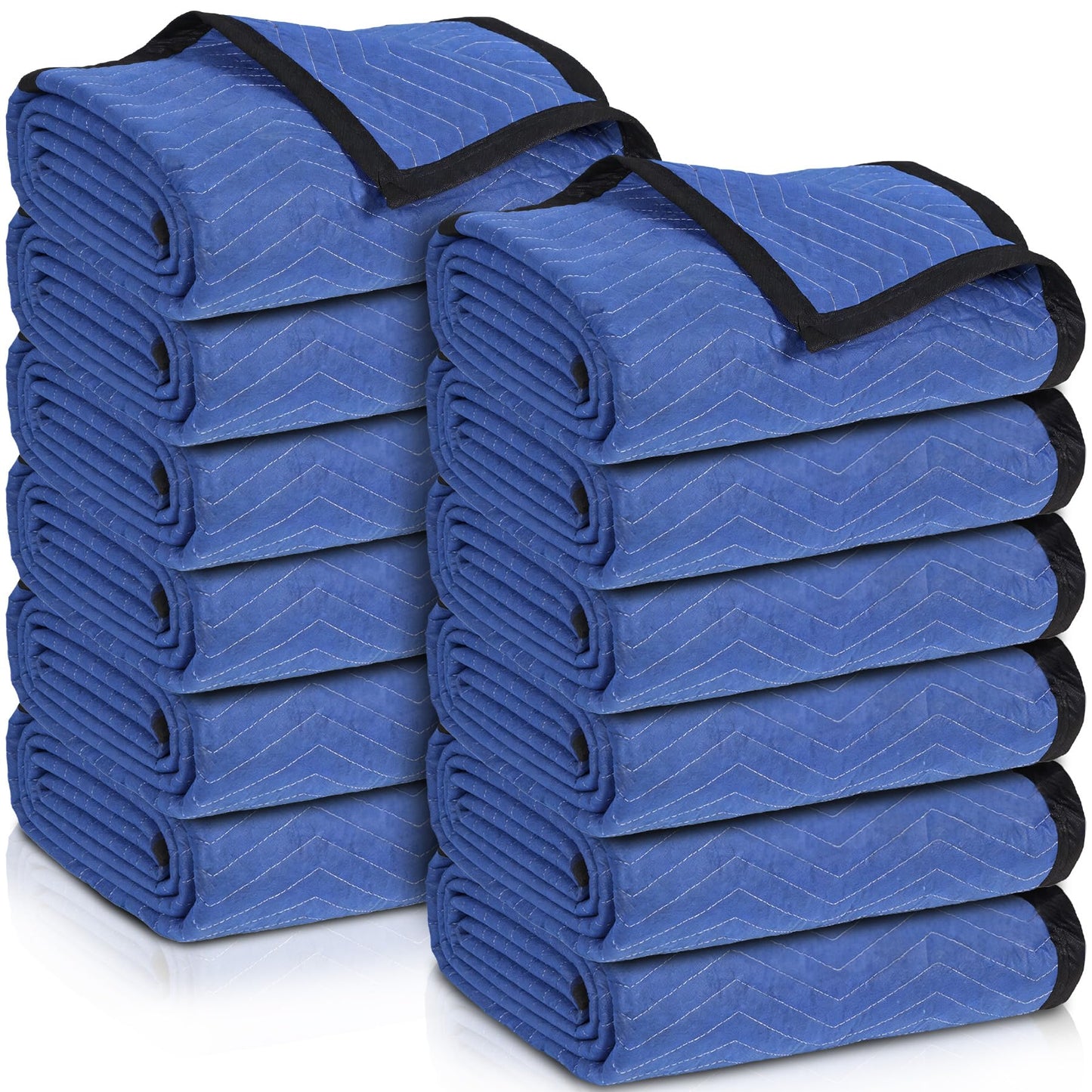 12 Moving Packing Blankets 80 x 72 Inches (65 lb/Dozen) Heavy Duty Moving Pads for Protecting Furniture Pro Quilted Shipping Furniture Pads (Blue 12PCS)