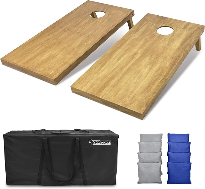 GoSports 4 ft x 2 ft Regulation Size Wooden Cornhole Boards Set - Includes Carrying Case - Full Regulation Size Bean Bag Toss Boards