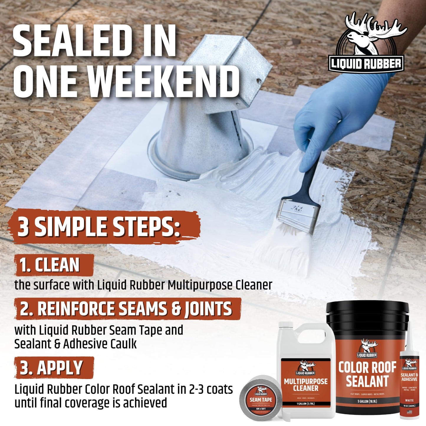 Liquid Rubber Color Roof Sealant- Elastomeric Waterproof Coating for Flat, Low-Slope & Metal Roofs, Flexible UV-Stable Membrane, Beige, 5 Gallon