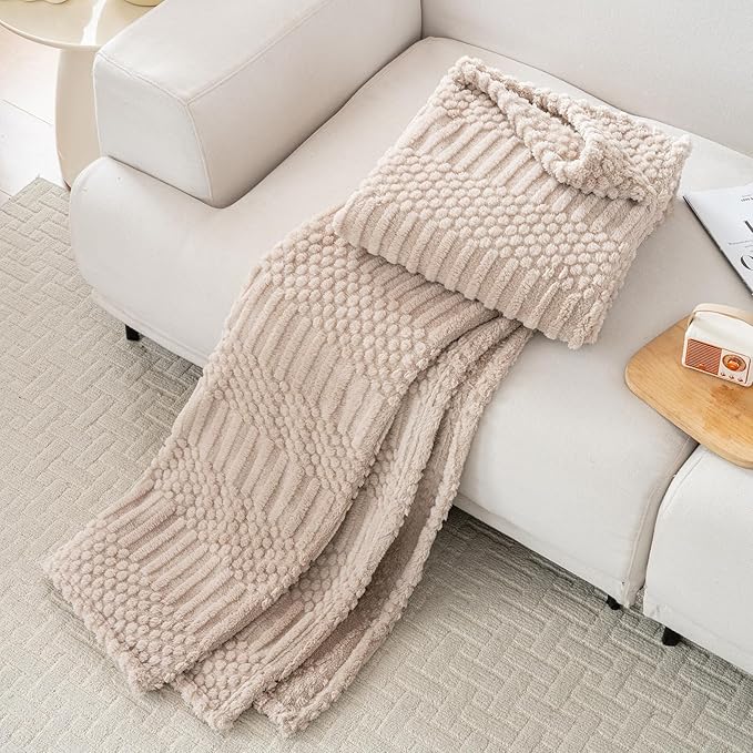 90x90 Inch Brown Queen Large Blanket - Soft & Fluffy Fleece, Neutral Tan Color, Cute & Aesthetic, Perfect for Sofa, Couch, Bed, Living Room & Bedroom, All-Season Use, Plush & Cozy Decorative Blanket
